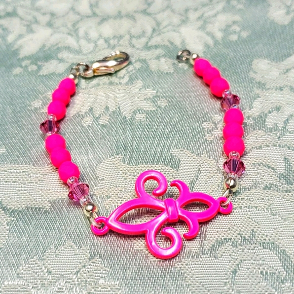 J & R Gems! Jewelry - Neon Pink Medal Bracelet.